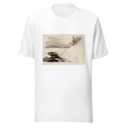 Several men on a toboggan slide down a slope towards a hole in the ice below by William Henry Walker T-Shirt