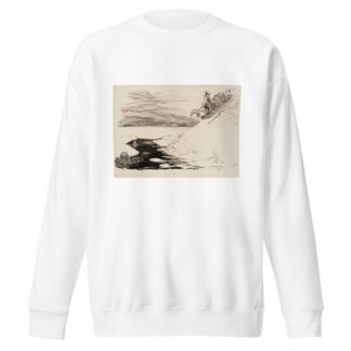 Several men on a toboggan slide down a slope towards a hole in the ice below by William Henry Walker Sweatshirt