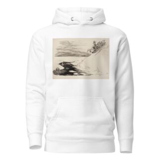 Several men on a toboggan slide down a slope towards a hole in the ice below by William Henry Walker Hoodie