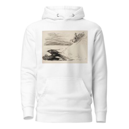 Several men on a toboggan slide down a slope towards a hole in the ice below by William Henry Walker Hoodie