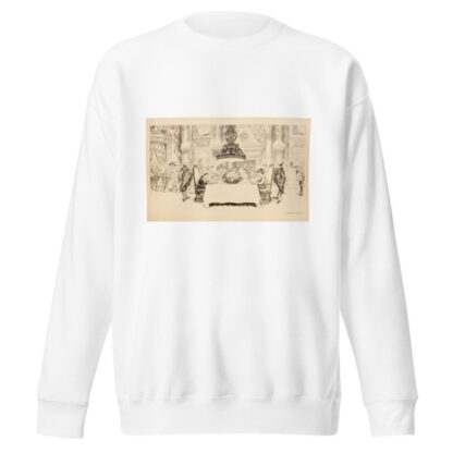 A fancy dinner party where only two guests are seated, eating. The rest stand and watch them. by William Henry Walker Sweatshirt