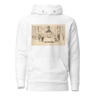 A fancy dinner party where only two guests are seated, eating. The rest stand and watch them. by William Henry Walker Hoodie