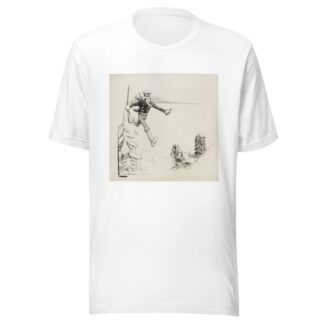 Uncle Sam runs to stop a small man, representing Canada, who is moving the 1825 Alaska Boundary Monument. by William Henry Walker T-Shirt