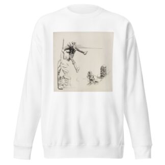 Uncle Sam runs to stop a small man, representing Canada, who is moving the 1825 Alaska Boundary Monument. by William Henry Walker Sweatshirt