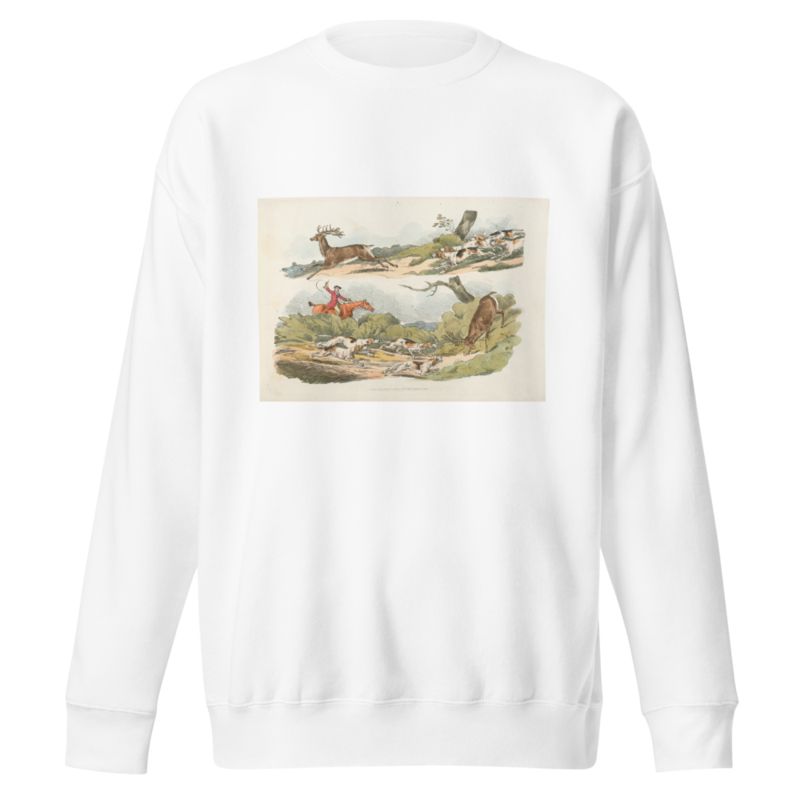 A hunter with dogs chasing a stag by Henry Thomas Alken Sweatshirt