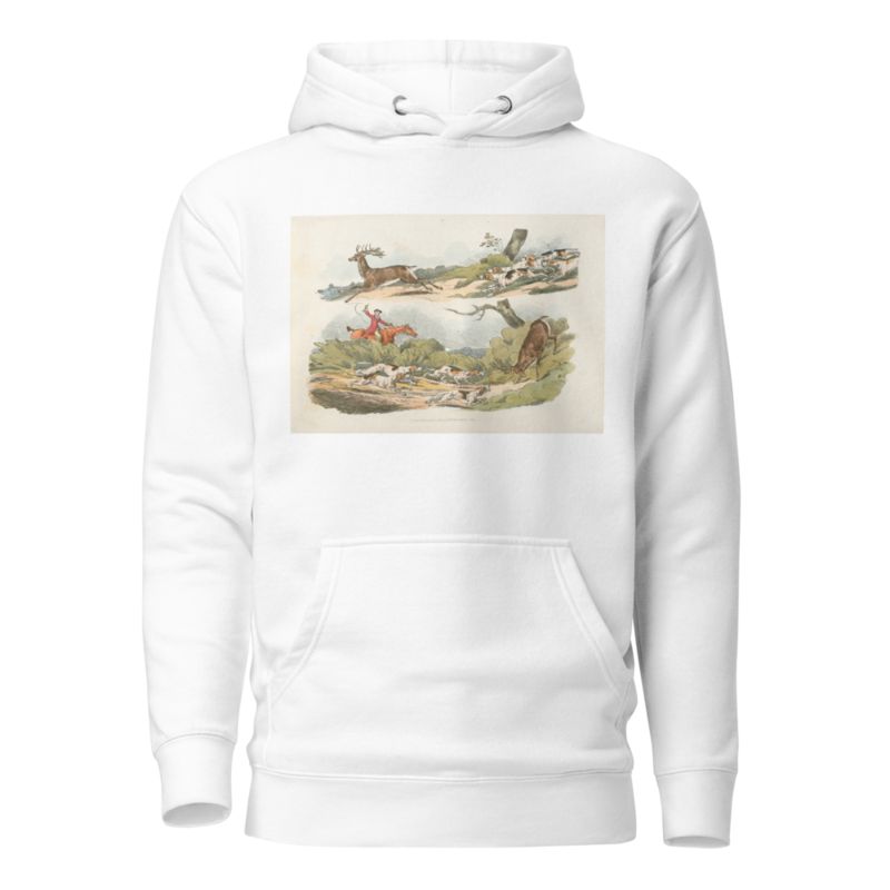 A hunter with dogs chasing a stag by Henry Thomas Alken Hoodie