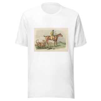 Mounted hunter with three hounds running behind by Henry Thomas Alken T-Shirt