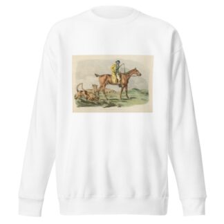 Mounted hunter with three hounds running behind by Henry Thomas Alken Sweatshirt