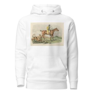 Mounted hunter with three hounds running behind by Henry Thomas Alken Hoodie
