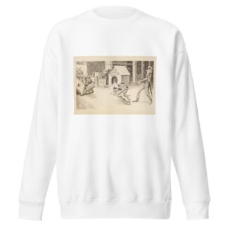 Uncle Sam with U.S. Custom Officials depicted as attack dogs, confronting passengers as they disembark from a ship after a world cruise. by William Henry Walker Sweatshirt