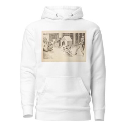 Uncle Sam with U.S. Custom Officials depicted as attack dogs, confronting passengers as they disembark from a ship after a world cruise. by William Henry Walker Hoodie