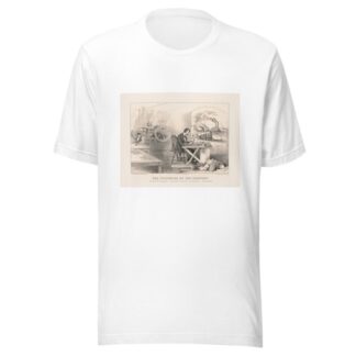 The progress of the century – the lightning steam press, the electric telegraph, the locomotive, [and] the steamboat by Currier & Ives. T-Shirt