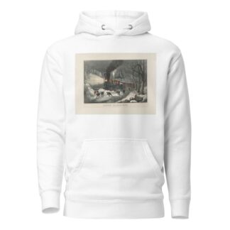 American railroad scene; snowbound by Currier & Ives. Hoodie