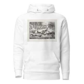 A ‘spill out’ on the snow by Currier & Ives. Hoodie