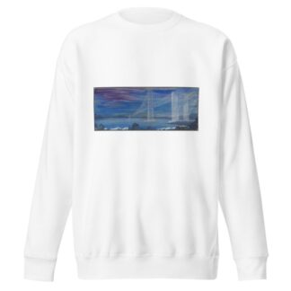 Suspension Bridge over Sea, Violet Sky by Anonymous Sweatshirt