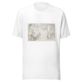 Aladdin-like figure wearing hat of ‘Vested Interests’ lounges on an ottoman. by Udo Keppler T-Shirt