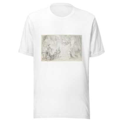 Aladdin-like figure wearing hat of ‘Vested Interests’ lounges on an ottoman. by Udo Keppler T-Shirt