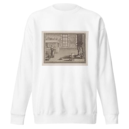 Scene of woman in a bedroom holding a tray with a glass by André-Charles Boulle Sweatshirt