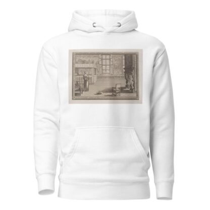 Scene of woman in a bedroom holding a tray with a glass by André-Charles Boulle Hoodie