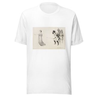 A man in military uniform, cheered on by two others, stabs a woman representing the Civil Service with his sword. by William Henry Walker T-Shirt