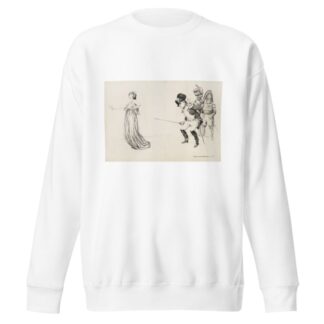 A man in military uniform, cheered on by two others, stabs a woman representing the Civil Service with his sword. by William Henry Walker Sweatshirt