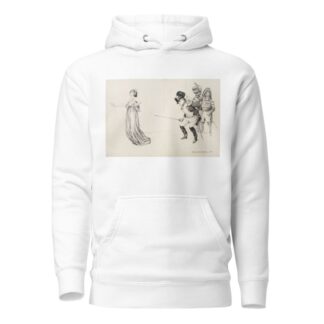 A man in military uniform, cheered on by two others, stabs a woman representing the Civil Service with his sword. by William Henry Walker Hoodie