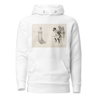 A man in military uniform, cheered on by two others, stabs a woman representing the Civil Service with his sword. by William Henry Walker Hoodie