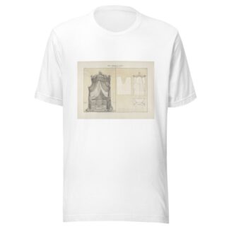 Coupe de rideaux froncés sur un châssis de mileu cintré en élévation sur les trois faces et sure les courbes montantes soutenant le châssis. by Jules Verdellet T-Shirt