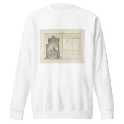 Coupe de rideaux froncés sur un châssis de mileu cintré en élévation sur les trois faces et sure les courbes montantes soutenant le châssis. by Jules Verdellet Sweatshirt