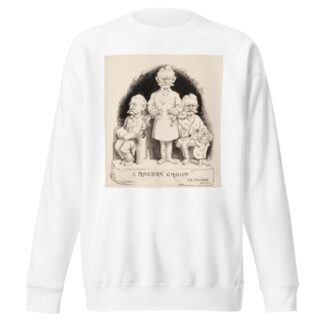 A sculpture of the same man reading, tearing a man in half, and giving another man a coin by William Henry Walker Sweatshirt
