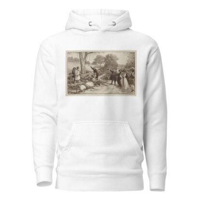 A motorist pleads for his life as a crowd prepares to lynch him for causing an accident with a horse and wagon, killing a woman. by William Henry Walker Hoodie