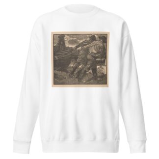 Arbeiders met touwen op oever by Johannes Josephus Aarts Sweatshirt