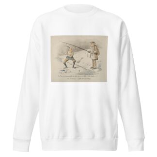 The Pike is a voracious fish and bites readily in the Winter months–Old Gentleman is VERY fond of fishing by John Leech Sweatshirt
