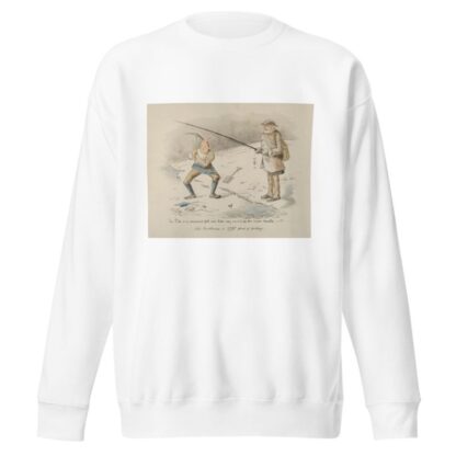 The Pike is a voracious fish and bites readily in the Winter months–Old Gentleman is VERY fond of fishing by John Leech Sweatshirt