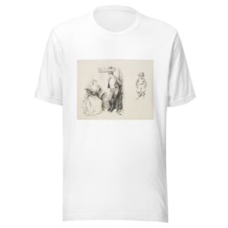 A young couple in fancy clothes talking together. And a figure in exaggerated football uniform. by William Henry Walker T-Shirt
