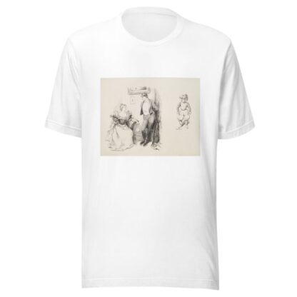 A young couple in fancy clothes talking together. And a figure in exaggerated football uniform. by William Henry Walker T-Shirt