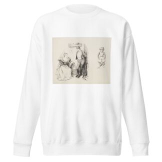A young couple in fancy clothes talking together. And a figure in exaggerated football uniform. by William Henry Walker Sweatshirt