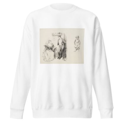 A young couple in fancy clothes talking together. And a figure in exaggerated football uniform. by William Henry Walker Sweatshirt