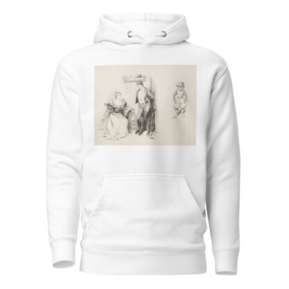 A young couple in fancy clothes talking together. And a figure in exaggerated football uniform. by William Henry Walker Hoodie