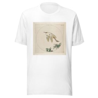 An Egret Flying Above Bamboo Branches by Félix Bracquemond T-Shirt