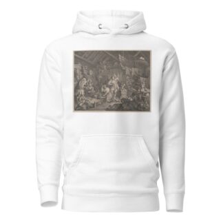 Strolling Actresses Dressing in a Barn by William Hogarth Hoodie