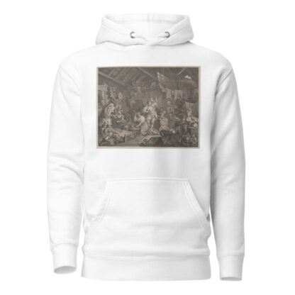 Strolling Actresses Dressing in a Barn by William Hogarth Hoodie