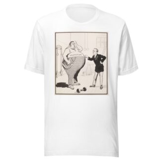 President Woodrow Wilson in a gym, trying to get an overweight man representing Protection Trust back into shape by Samuel Ehrhart T-Shirt