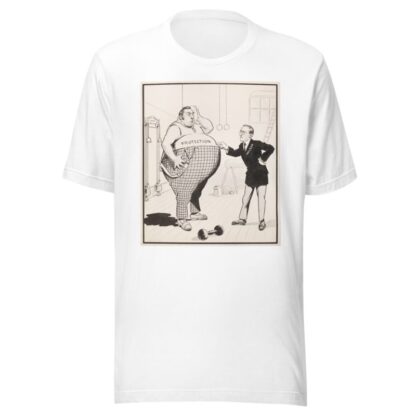President Woodrow Wilson in a gym, trying to get an overweight man representing Protection Trust back into shape by Samuel Ehrhart T-Shirt