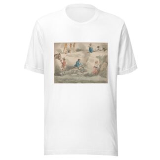 Studies of Girls, one Playing with Hoop, one Picking Berries, Man and Horse, etc. by George Morland T-Shirt