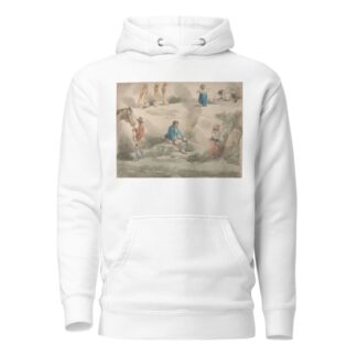 Studies of Girls, one Playing with Hoop, one Picking Berries, Man and Horse, etc. by George Morland Hoodie