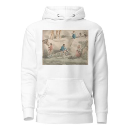 Studies of Girls, one Playing with Hoop, one Picking Berries, Man and Horse, etc. by George Morland Hoodie
