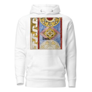 Motifs géométriques et bordure à phylactère enroulé autour d’une tige végétale by Prosper Lafaye Hoodie