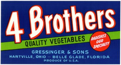 4 Brothers Quality Vegetables Label by Anonymous