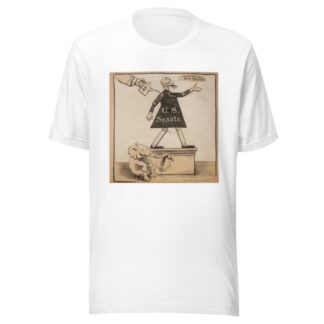 The U.S. Senate is represented as a mechanical toy which says ‘There are no bad Trusts’ whenever played by William Henry Walker T-Shirt